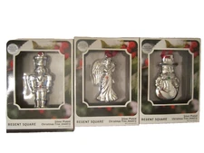 Lot of 3 regent square ornament Swarovski crystals Xmas Tree Jewelry Angel