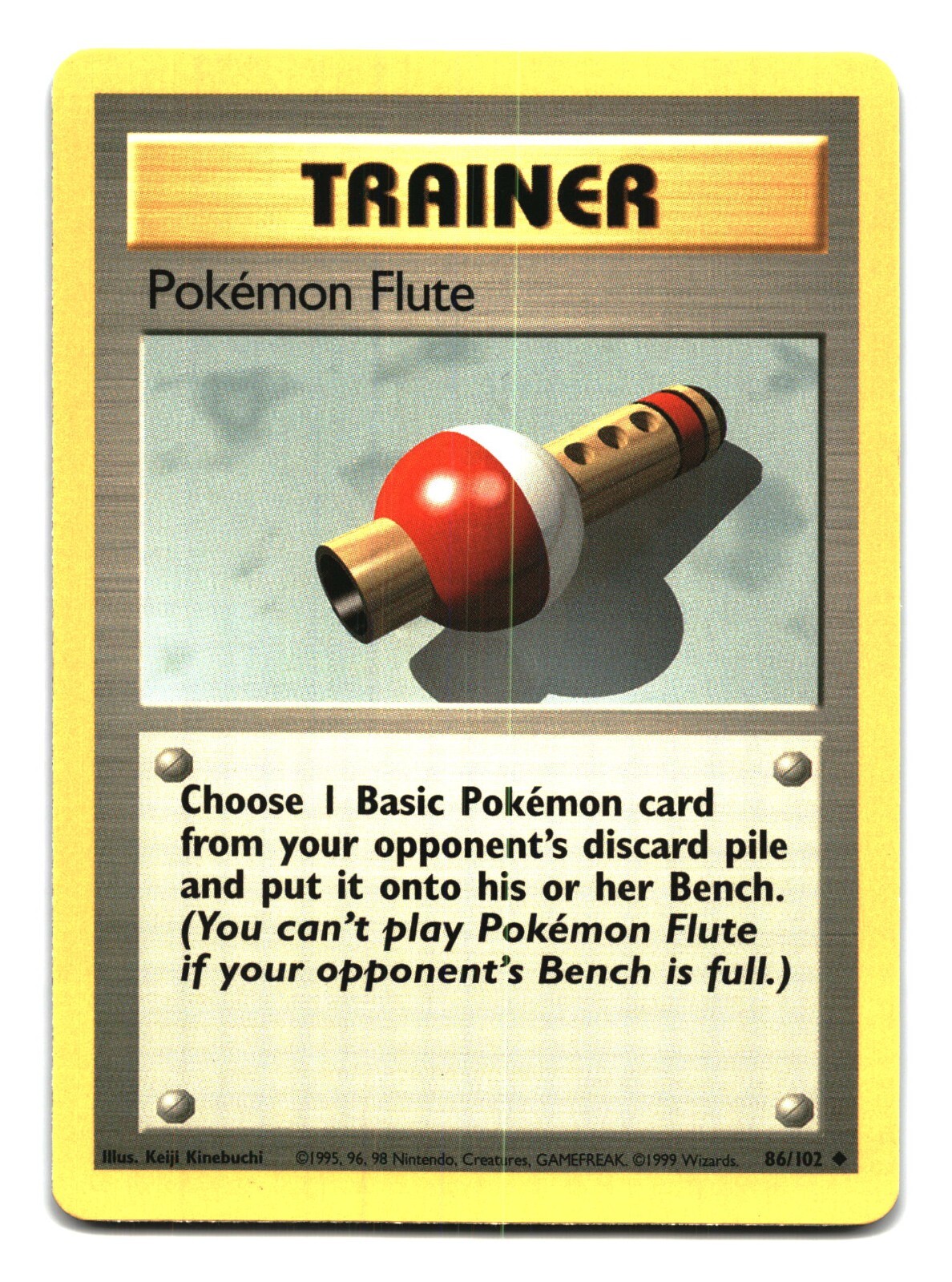 1999 Pokemon Flute - 86/102 Base Shadowless Uncommon Trainer - NM/LP