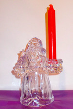 Vtg. Imperial 24% Lead Crystal Santa Claus 7 1/4" Candle Holder USA Made EUC (R)