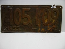 1925  Massachusetts License Plate  405 . 109     Vintage   as4071