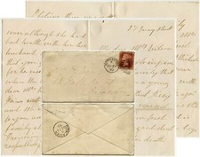 1870 LETTER SIGNED ELLEN WOODS NORMANTON to MRS.WILSON DONCASTER