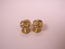 SINGLES 2 7/16" Knots Gold Tone Vintage Formal Tuxedo Shirt Studs f69