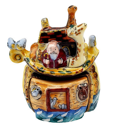 Limoges Noah's Ark Trinket Box La Gloriette France Peint Main Double Hinged