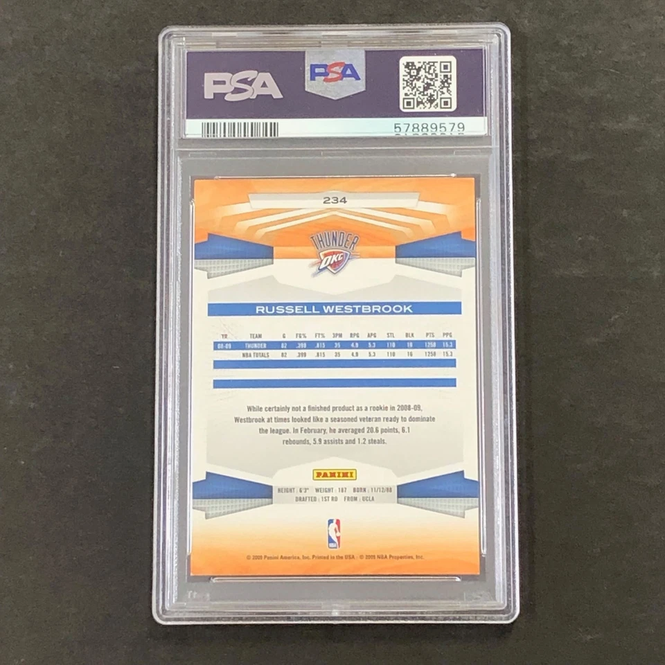 Tarjeta firmada por Russell Westbrook Panini #234 2009-10 automática 10 PSA/DNA OKC Thunder Foto 2 de 2