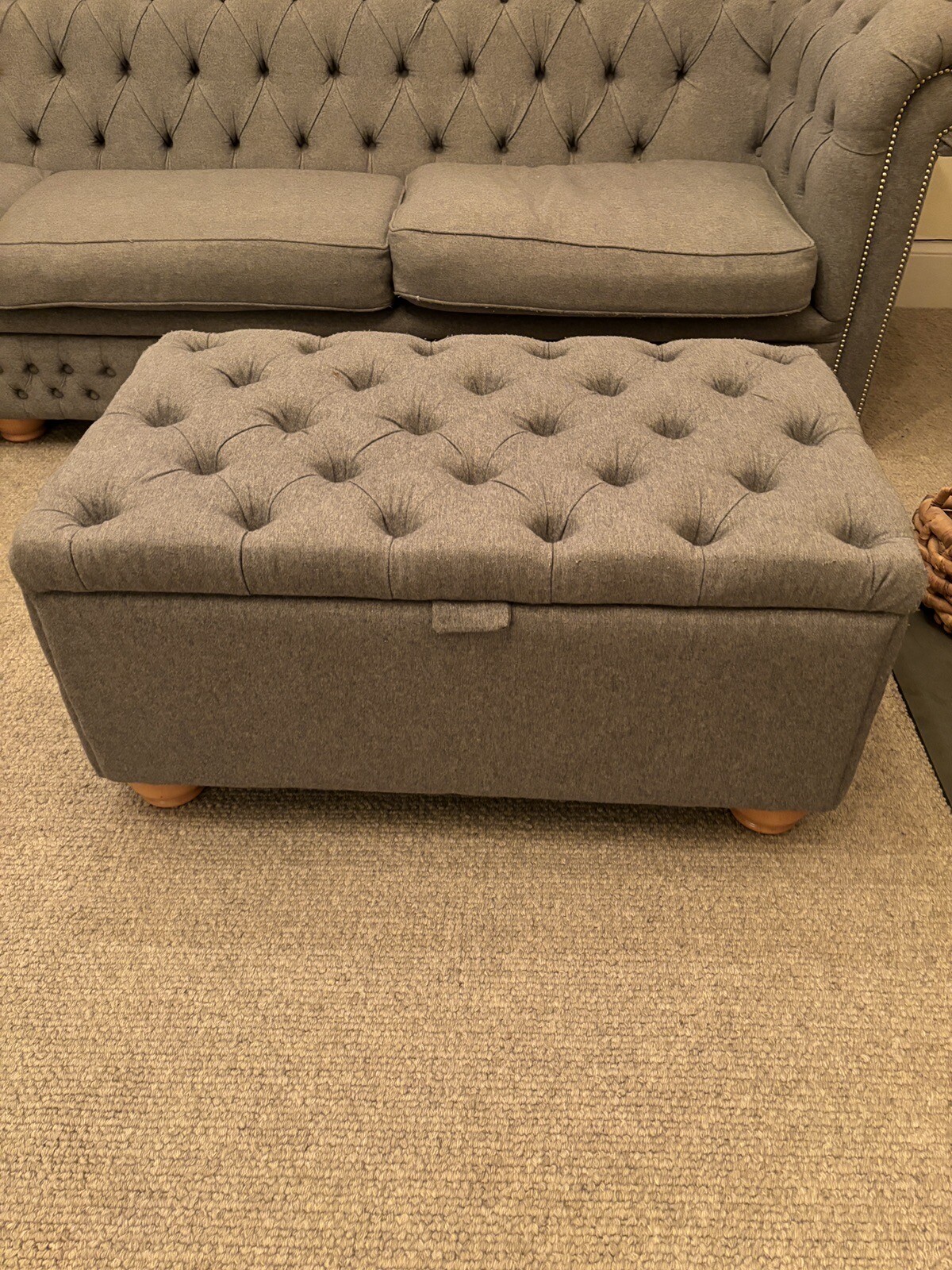 Chesterfield Wool Sofa, chair & Ottomans eBay