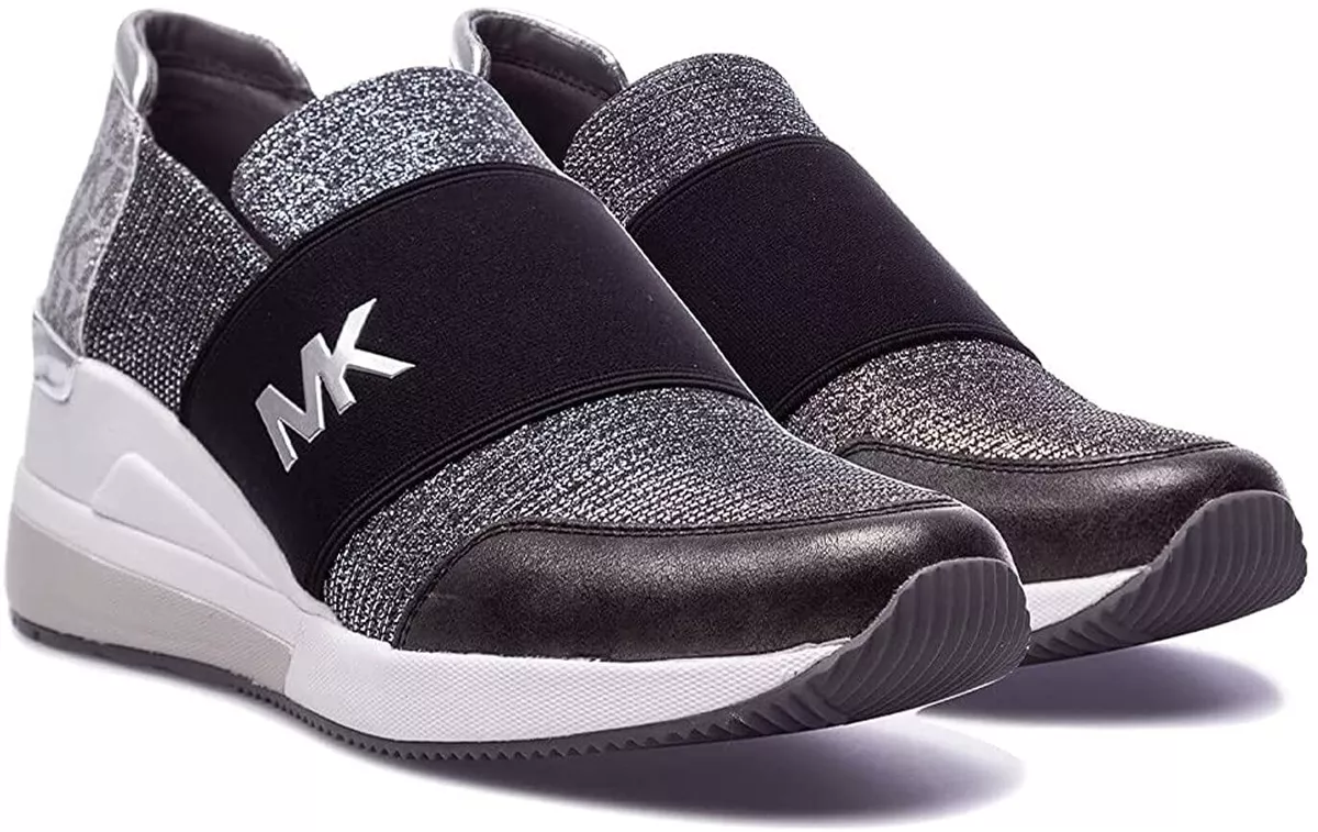 Michael michael kors felix metallic mesh and leather trainer sale