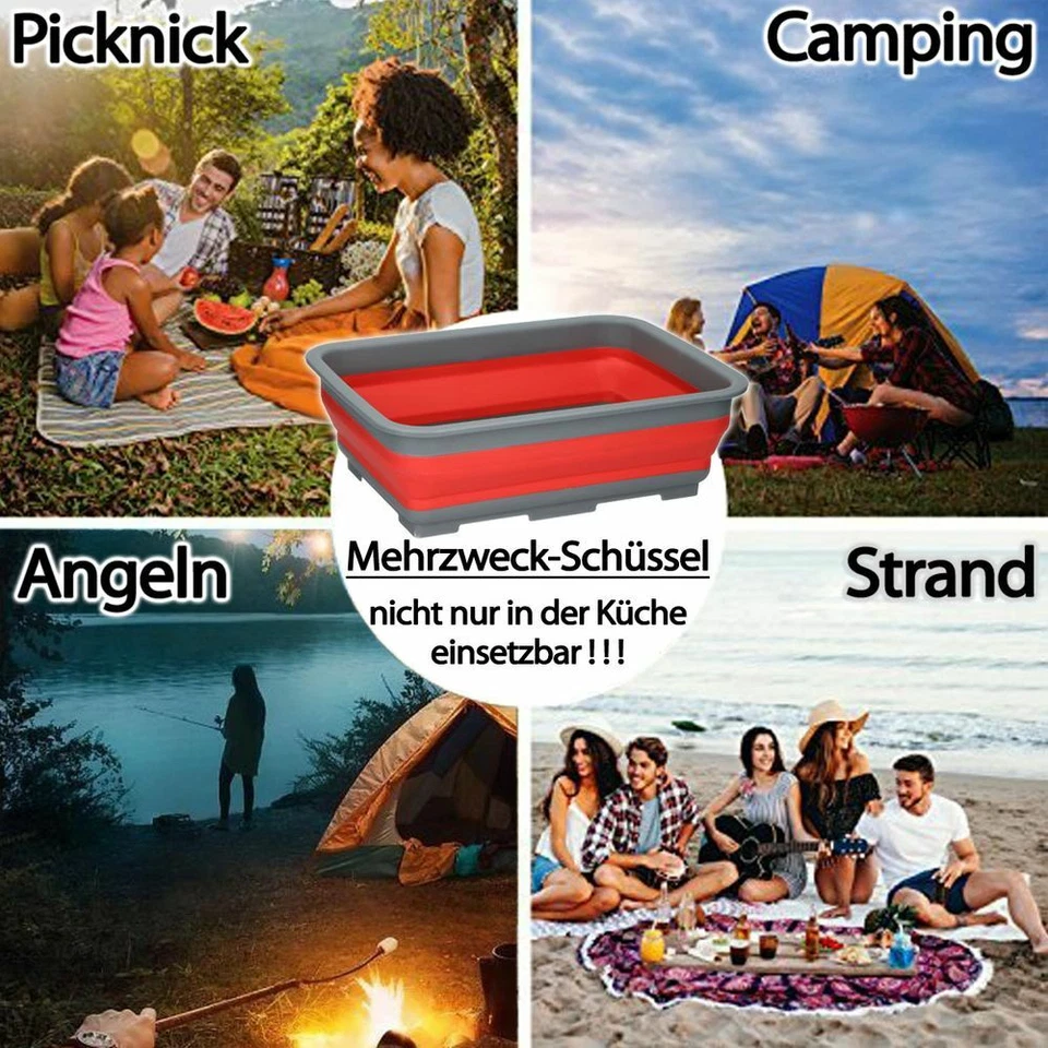 Faltschüssel CUISINE ELEGANCE violett/grau Camping Schüssel Silikon Spülschüssel - Bild 4 von 4