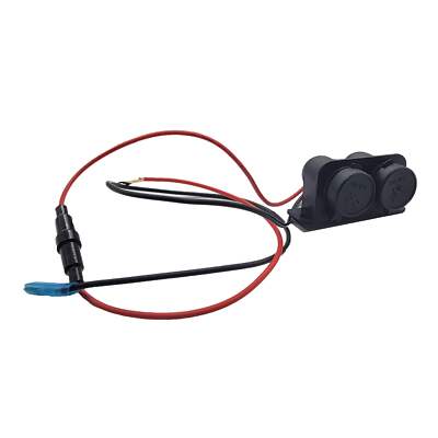 Dual Aux Power Outlet Hardwire Plug Kit For Automobiles with Mounting Hardware
