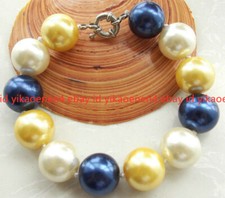 Wholesale 8/10/12mm Multicolor South Sea Shell Pearl Round Beads Bracelet AAA