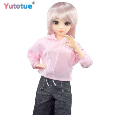 Yutotue 1/3 BJD Doll Toy 24 inch Girl Doll w/ Makeup Face Clothes Pants Shoes