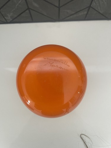 Formentello Murano Orange Vase Art Hand Blown Glass Italy Signed - Picture 7 of 8