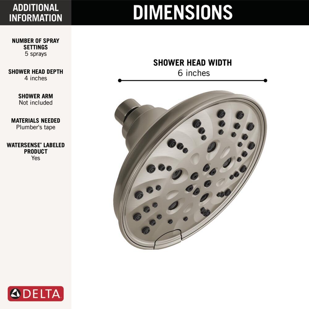 Delta H2Okinetic Raincan Shower Head 5S Lumicoat Stainless-Certified Refurbished
