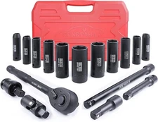 SEKETMAN 17PCS 1/2-Inch Drive Deep Impact Socket Select Size
