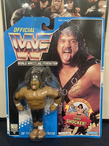 WWE WWF Hasbro MOC Samu Headshrinkers Blue Card 19...