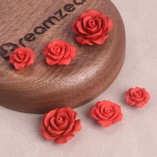 10pcs Matted Red Flower 12mm 15mm 20mm Artificial Coral Beads For Jewelry Making