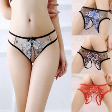 Sexy Crothless Floral Briefs Women Thong Knickers G-string Underwear Panties US