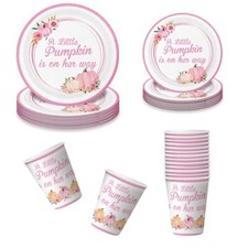 A Little Pumpkin is on Her Way Baby Shower Party Decorations Set Serves 16 Gi...