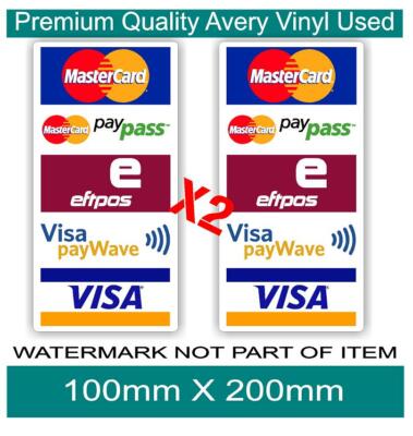 EFTPOS VISA MASTERCARD PAY WAVE PAY PASS DECAL STICKER SHOPFRONT STORE ...