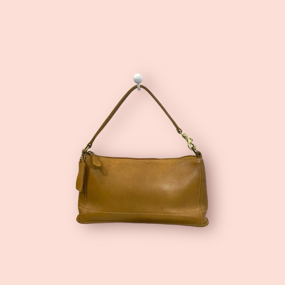 極美品✨vintage COACH handbag leather y2k OLD COACH Handbag Vanity Bag Vintage Brown Leather Y2K Gold