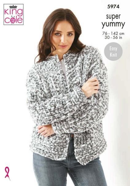 King Cole Super Chunky Easy Knit Knitting Pattern Sweater and Cardigan 5974