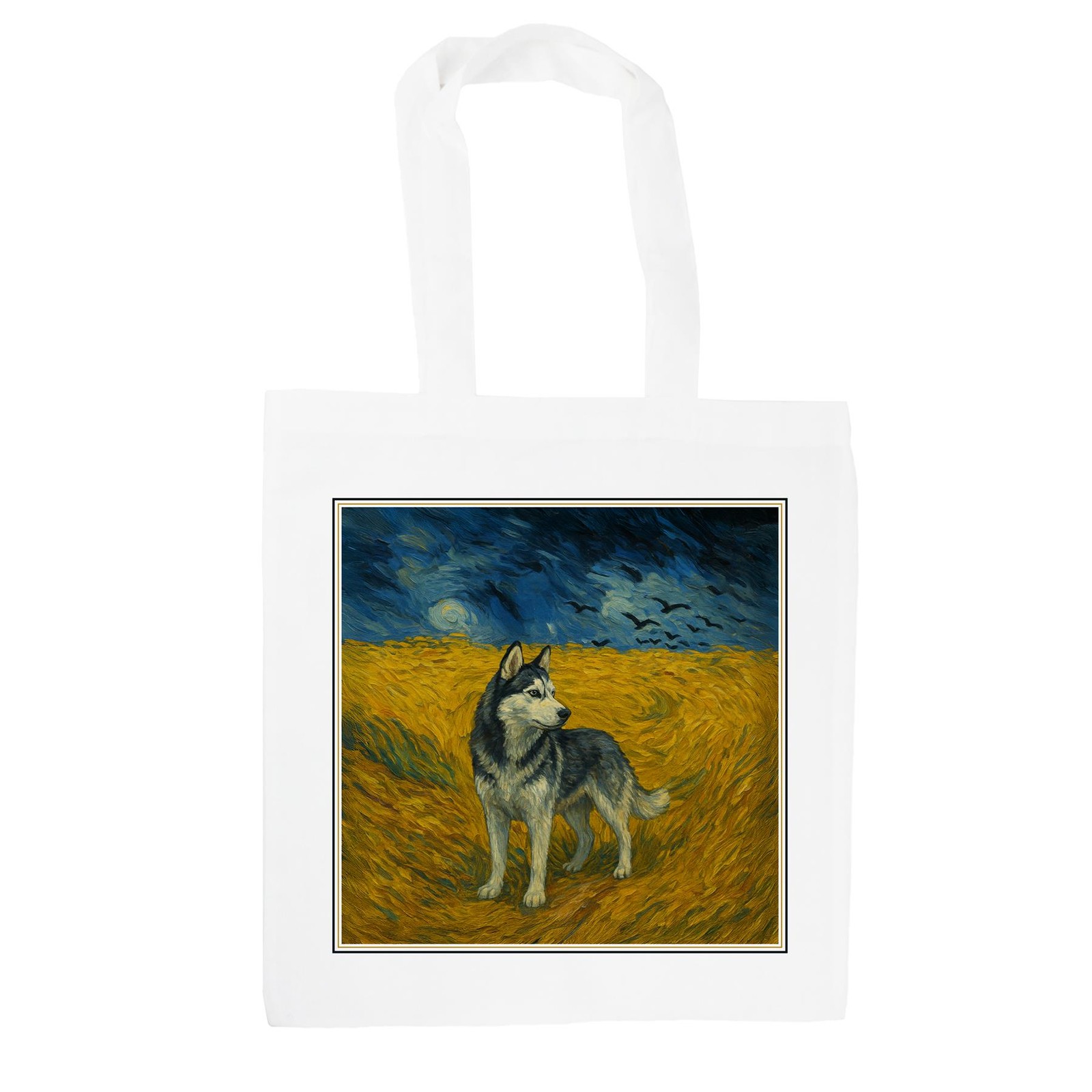 Van Gogh Husky Tote Bag - Shopping Bag Artwork Gifts for Dog Lovers