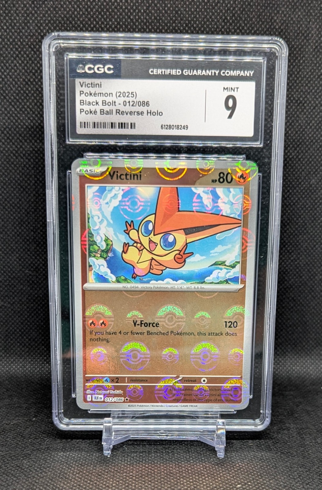 Victini - 12/86 - Pokeball Holo - Pokemon Black Bolt - CGC 9
