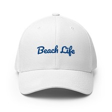 Beach Life Structured Twill Cap   White Embro...