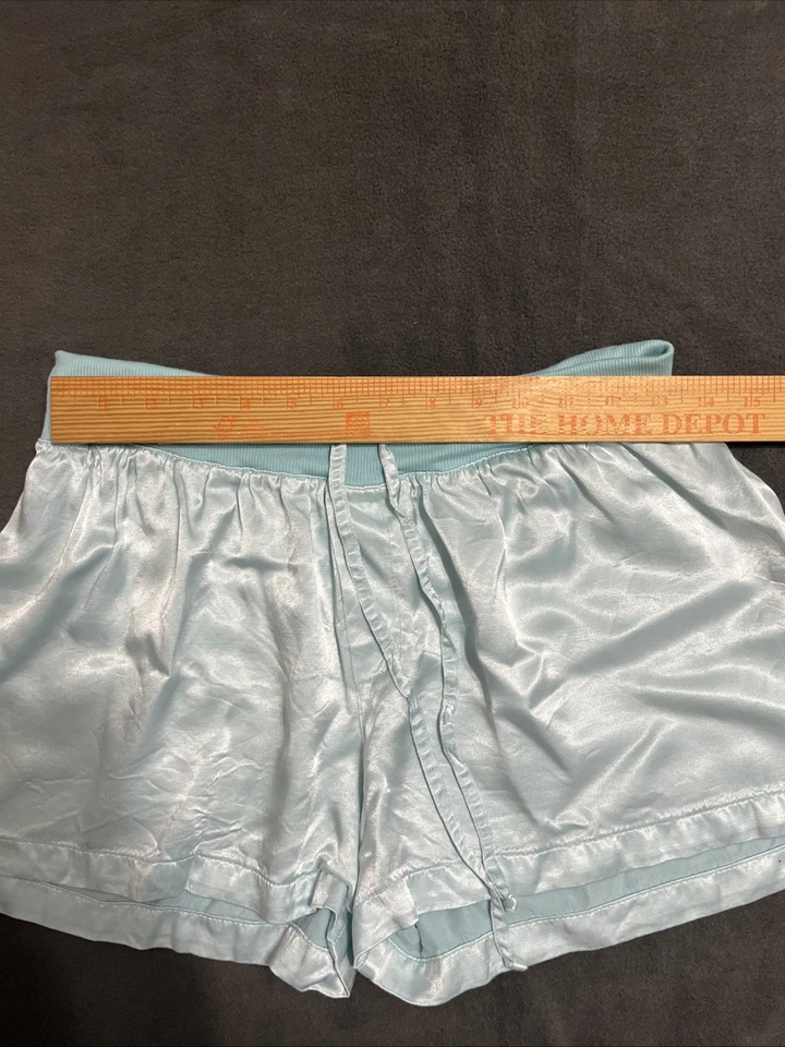 Pantalones Cortos de Pijama PJ Harlow Medianos Azul Satinado Mikel Corbata Cintura Foto 3 de 4