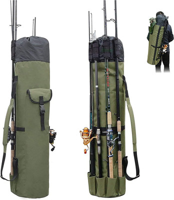 Fishing Rod Reel Bag Carrier Case Waterproof Pole Storage Tackle Holder Box Khak