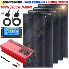 Full Complete Solar Panel Kit 5000W Inverter 12V to 110V RV Home Off Grid System