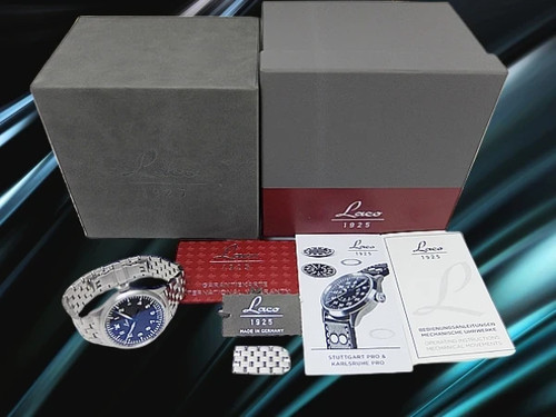 LACO Flieger Stuttgart Pro Ref. 862141 780 SS Black Dial Automatic 37mm Men's