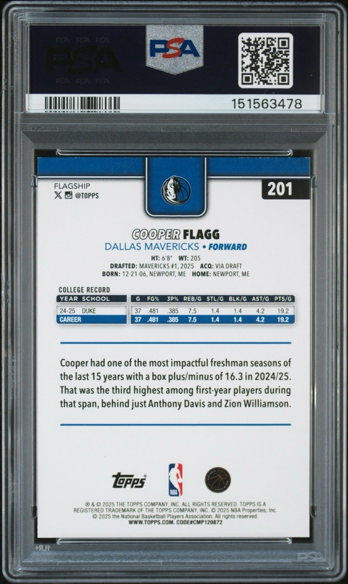 2025-26 Topps - Cooper Flagg #201 Rainbow Foilboard (RC) for sale