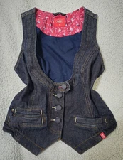 NWOT Vintage Y2K EDC by Esprit denim button down vest in dark wash size small