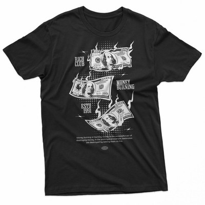 Money Burning Rich Club Streetwear T-Shirt