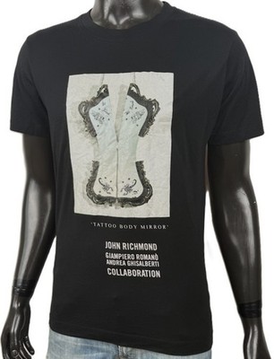 John Richmond Herren T-Shirt S Schwarz Grafikdruck Möbelmesse 2023
