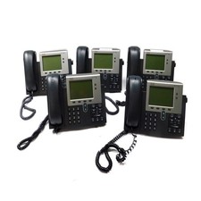  Lot of 5 Cisco CP-7942G IP Business Phones w/Handsets, Cords,  Stands
