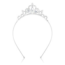 AUZUO Princess Crown Tiara, Crystal Tiaras for Women Pageant Crown White