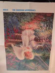 Vintage Cross Stitch CANVAS ONLY An Angel's Gift #51094 Garden Angel Candamar 