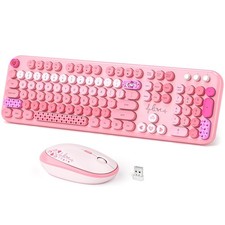 Wireless Keyboard and , Typewriter Full Size Keyboard with Number Pad and 2 i...