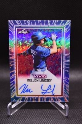 Kellon Lindsey Auto /6 2025 Leaf Vivid Blue Los Angeles Dodgers 6/6!
