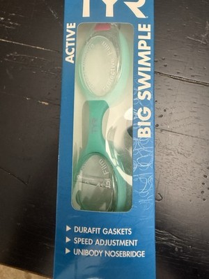 TYR Big Swimple Mint Swim Goggles Silicone Anti-Fog UV Ages adult