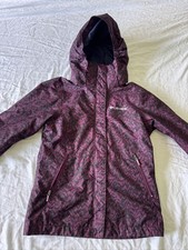 Columbia Kids S 7/8 Coat Purple Hooded Ski Snow Omni Heat Fleece Lined Abstract
