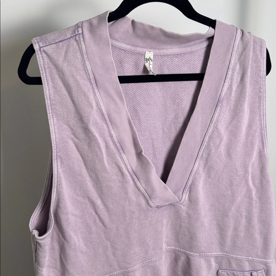 Free People What's Up Oversized Lavender Purple Cotton Sweater Jumpsuit Size XL - Image 4 of 4