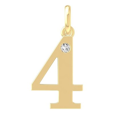 Lab Grown Diamant 10K Gelbgold Nummer 4 Halskette 18'' Silber Kabel Kette
