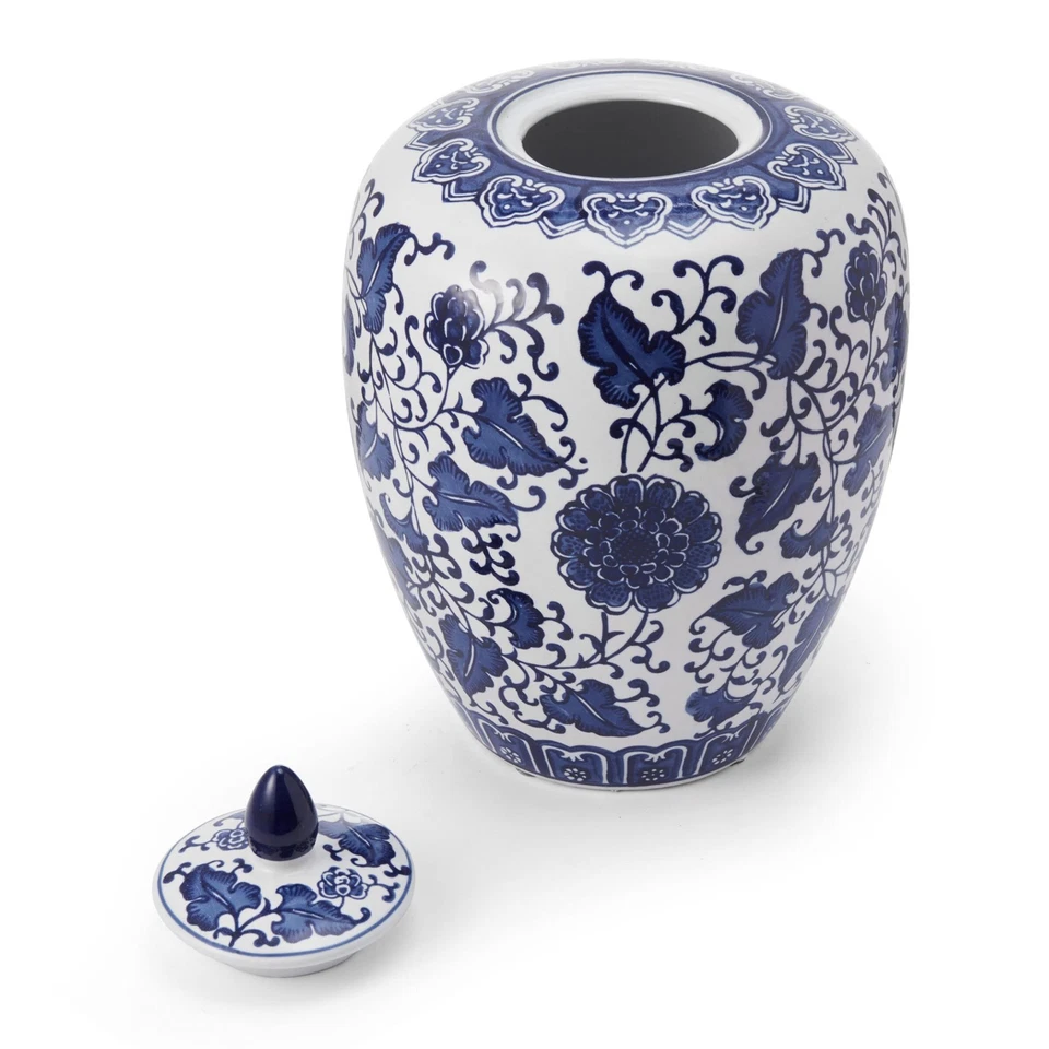 Mikasa Inch Blue and White Floral Ceramic Canister with Lid 5248977 - Image 2 of 4