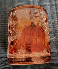 Yankee Candle - PUMPKINS - Crackle Glass Votive / Tea Light Holder NWT