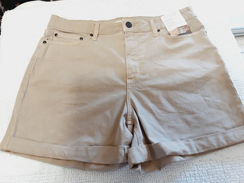 Lauren Conrad Damenshorts Größe 14 hoher Bund beige Denim 5 Taschen NEU - Bild 2 von 7