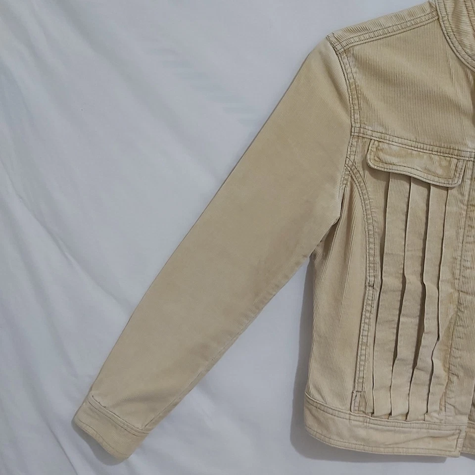 FCUK Jeans Size M Beige Corduroy Jacket Button Front Long Sleeve - image 3 of 4