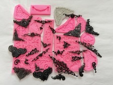 Lot of 13 Silicone Resin Molds Baroque Scroll...
