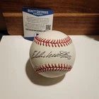 Eddie Mathews Signed Official Hall of Fame Baseball - Beckett Auth - Braves